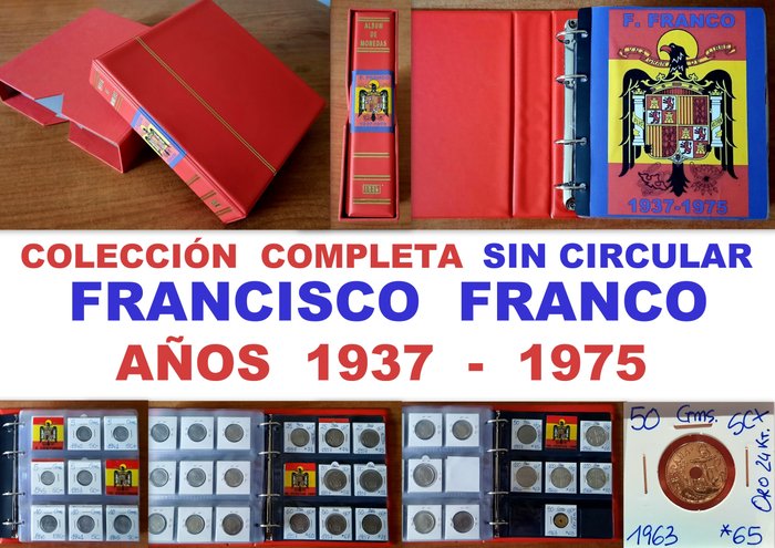 Spain. Francisco Franco. - Colección casi Completa de Pesetas 1937 a 1975 + PLATA  SIN CIRCULAR + Regalo