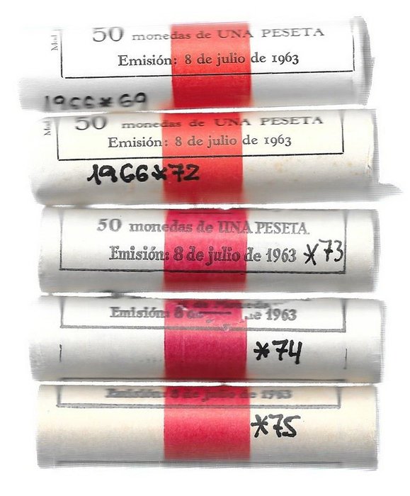 Spain. - Estado Español - 5 Cartuchos de la F.N.M.T.   1969, 72, 73, 74 y 1975 - Franco