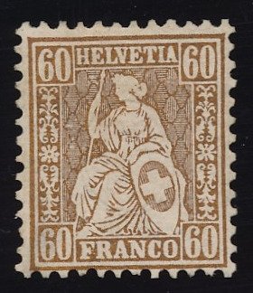 Suisse 1862 - Bundespost 60 Rp Kupferbronze - Michel 27