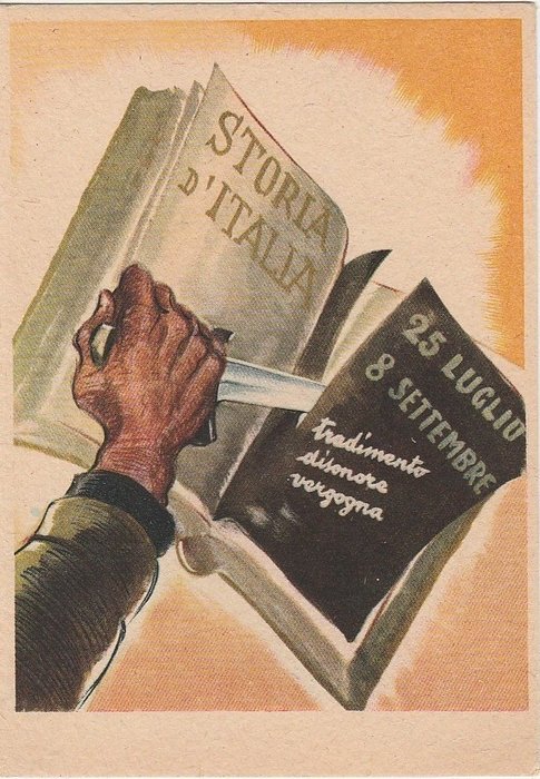 Military, Italy-RSI “postcard in franchise, propaganda illustrated by D. Fontana -Rep. Italian Social 1944 - Single postcard - 1944