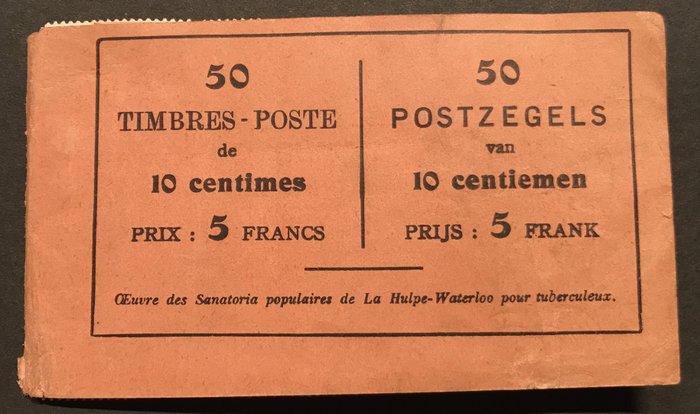 Belgium 1914 - Stamp booklet A15b - ‘Autos Moto-Cycles Armes / Banque Centrale Gantoise’ - A15b
