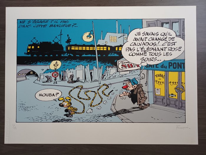 Franquin, André - Sérigraphie Breydel - "Le Marsupilami - Café du Pont" - n&s - Loose page - (1987)
