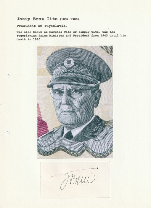 Josip Broz Tito - Page with Picture & Signature - 1978