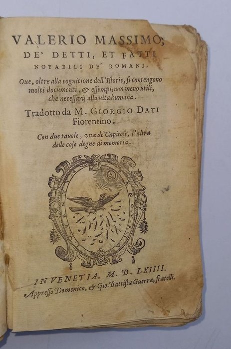 Valerio Massimo - Valerio Massimo de' detti et de fatti notabili de' romani - 1563