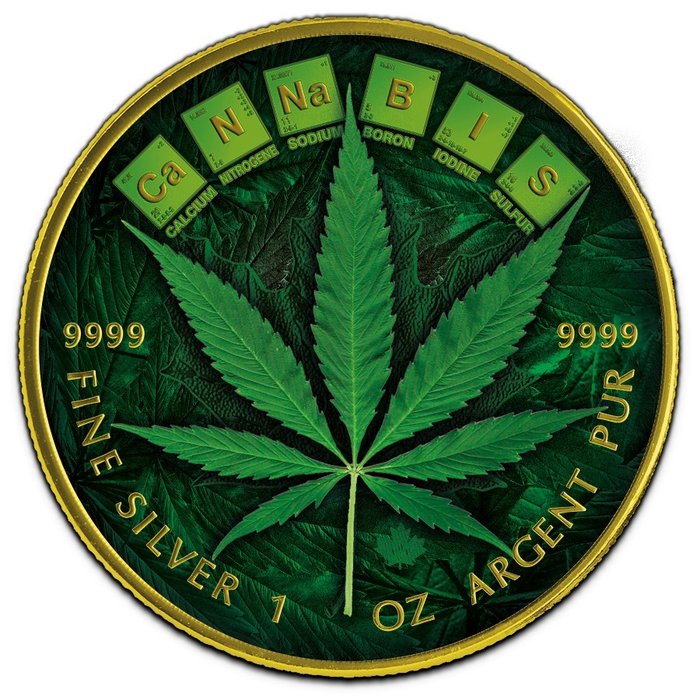 Canada. 5 Dollars 2021 Cannabis Maple Leaf Coin - 1 oz