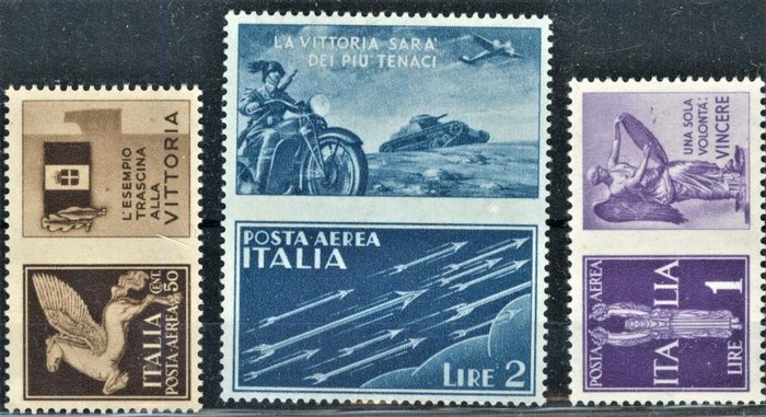 Italië 1942 - Propaganda, 3 airmail values, not issued