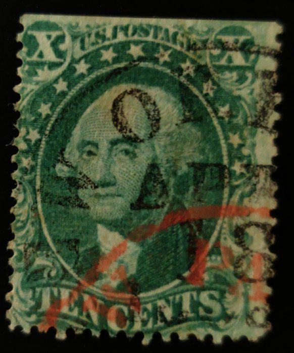 Verenigde Staten van Amerika 1857/1861 - Red cancel desirable George Washington stamp - US Scott # 33