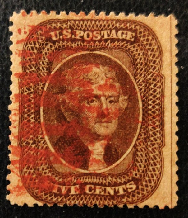 Verenigde Staten van Amerika 1857/1861 - Well centered orange brown Thomas Jefferson scarce stamp - US Scott #30