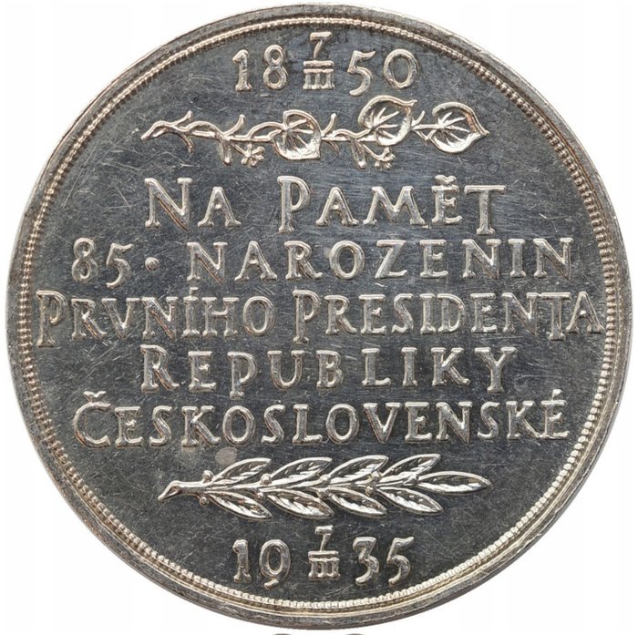 Czechoslovakia. Silver medal 1935 by O. Spaniel - Tomas Masaryk 85th Birthday Anniversary