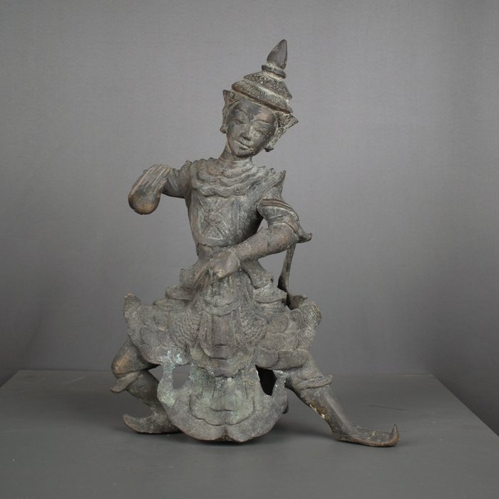 雕像 (1) - 黄铜色 - Danseur birman en costume - 缅甸 - Early 20th century        