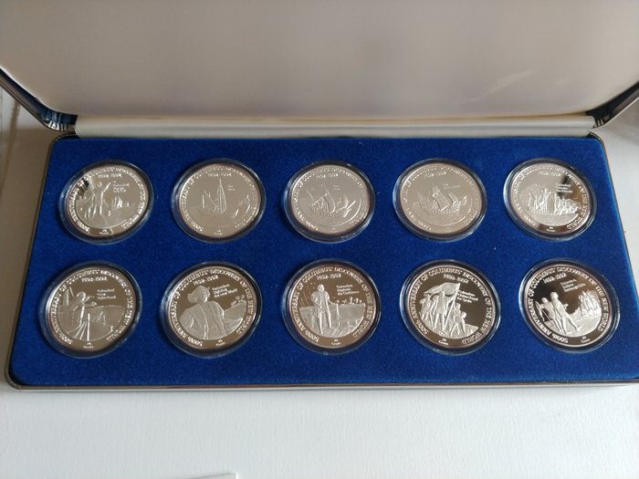 Turks and Caicos Islands (British Overseas Territory). 500th anniversary Columbus 10 coins in box 1992