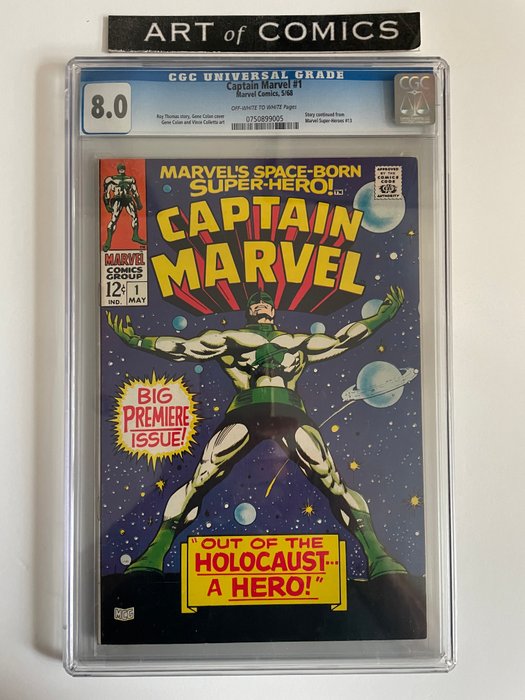 Captain Marvel #1 - Story Continued From Marvel Super-Heroes #13 - CGC Graded 8.0 - High Grade!!! - Broché - EO - (1968)