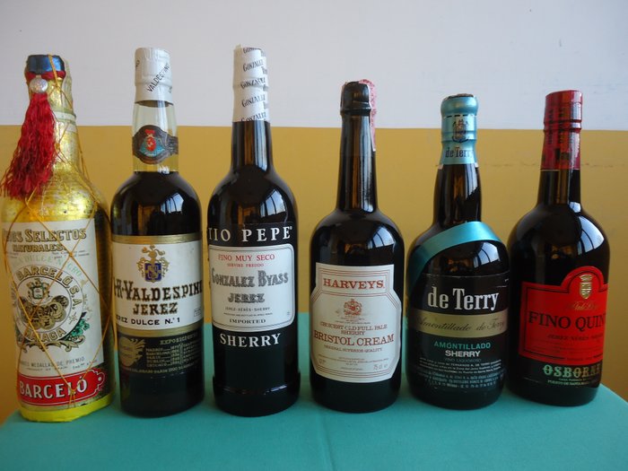 Sherry & Malaga: Barcelo & Valdespino & Tio Pepe & Harveys & De Terry & Osborne - Jerez & Malaga - 6 Bottles (0.75L)