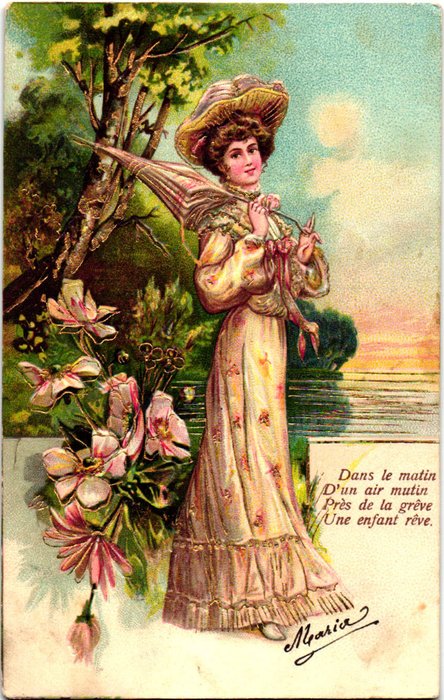 Fantasy, Carte Oro e Argento (rilievo) - Cartoline (Collezione di 130) - 1904