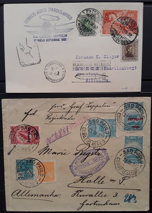 2 Zeppelin-documenten - Brazil / 2 Südamerikafahrt 1931 - Uruguay / 5 Südamerikafahrt 1932