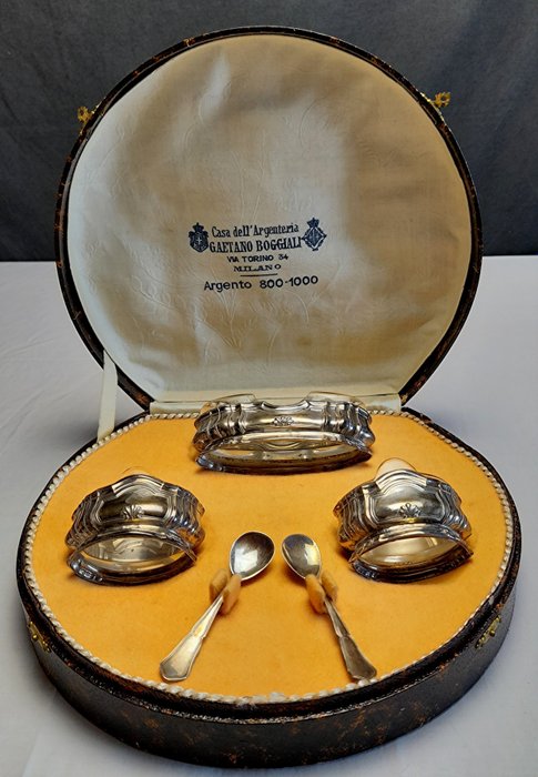 Condiment set (3) - .800 silver - Donnagemma Comm. Luigi & Figli s.n.c. - Italy - First half 20th century