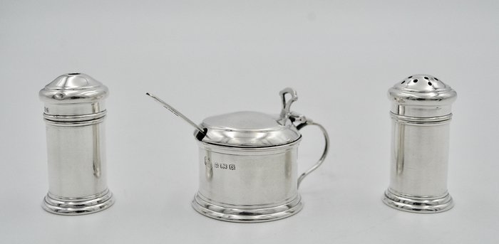 Condiment set, Selfish Condiment Service - .925 silver - England - c. 1931