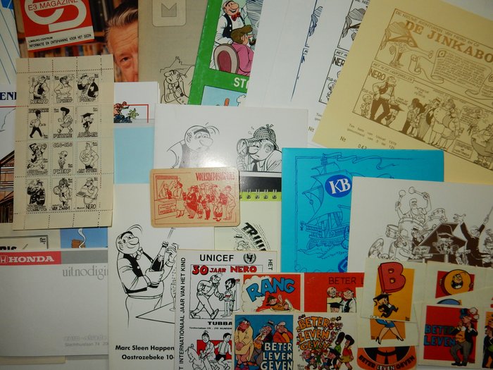 Sleen - 2e lot 20 curiosa-items - Nero - Persmap + stickers + kalender + prenten e.a. - Gesigneerd - Loose page - First edition - (1975/1994)