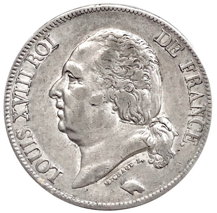 France. Louis XVIII (1814-1824). 5 Francs 1822-A, Paris