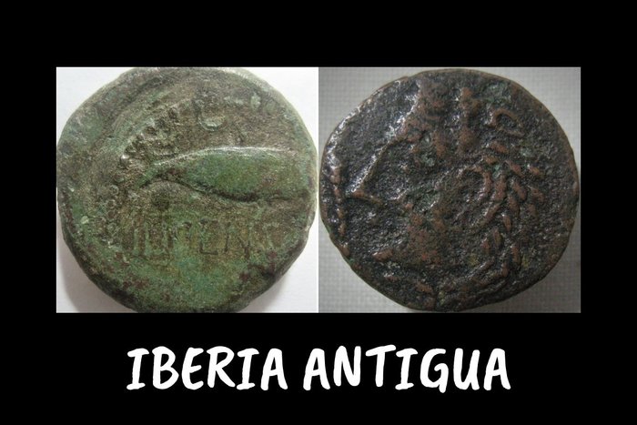 Hispania. Lot of 2 Æ coins,  Ilipense and Semis if Gades. 2nd-1st Century BC