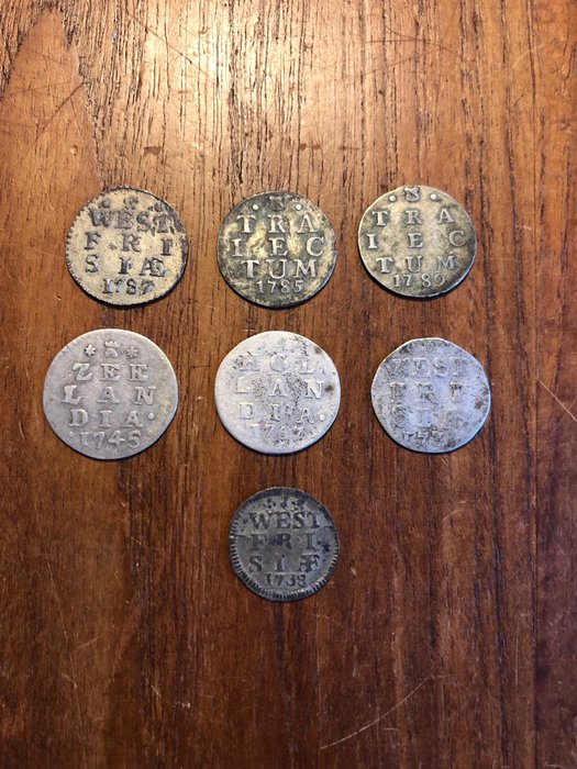 Netherlands, Provincial coins. Bezemstuiver en 2 of Dubble Stuiver 1738/1785 (7 stuks)
