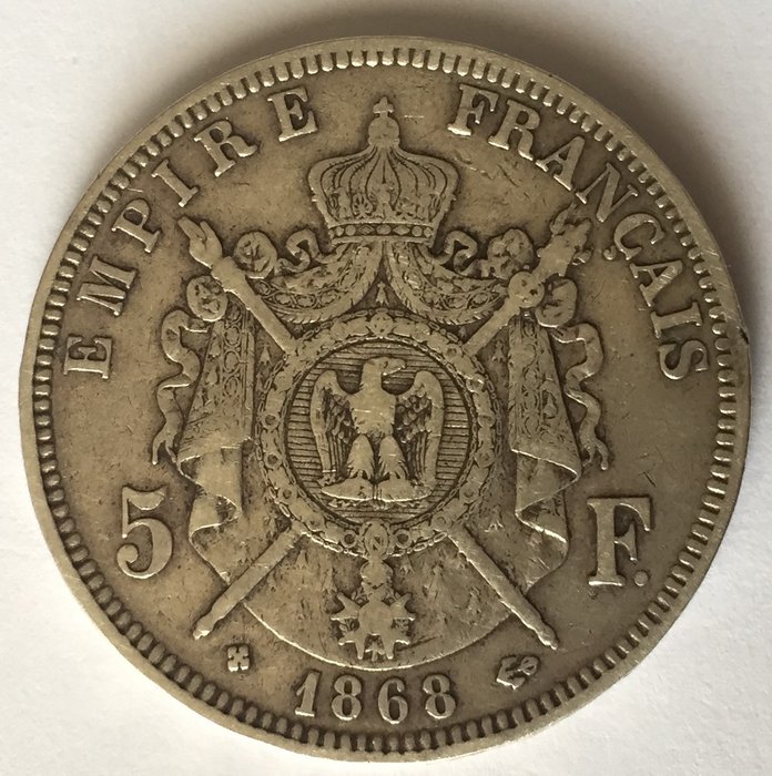 France. Napoléon III (1852-1870). 5 Francs 1868-BB, Strasbourg