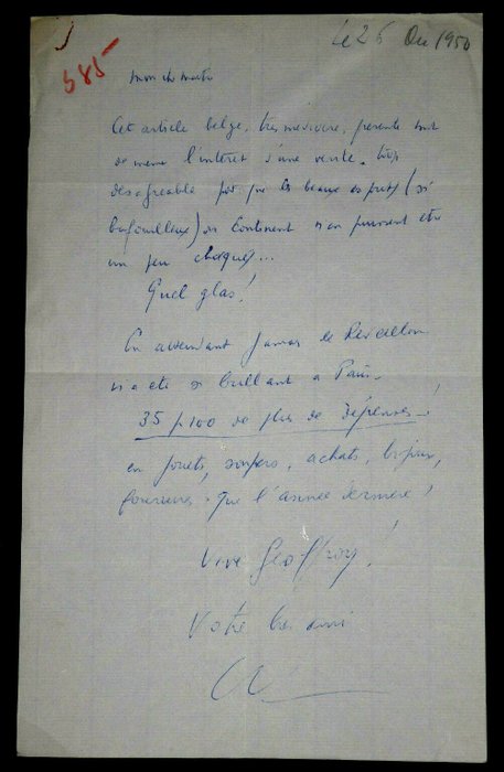 Louis-Ferdinand Céline - Lettre autographe signée - 1950