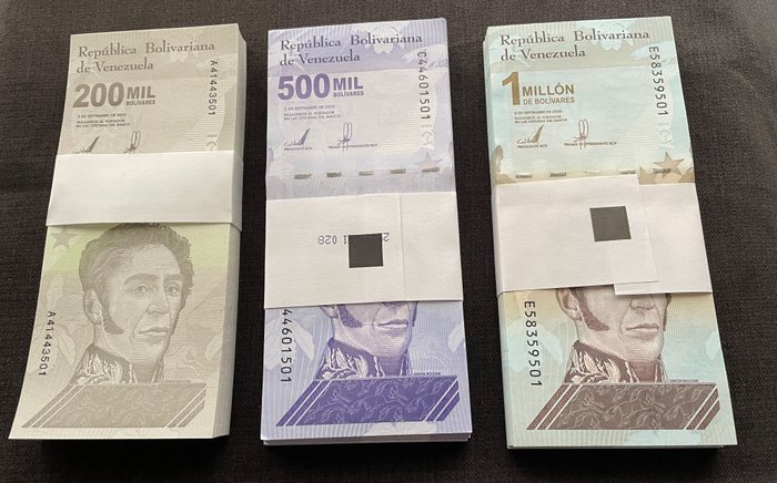 Venezuela - 100 x 200.000,500.000 & 1.000.000 Bolívares 2021 - Pick NEW - 3 Original Bundles