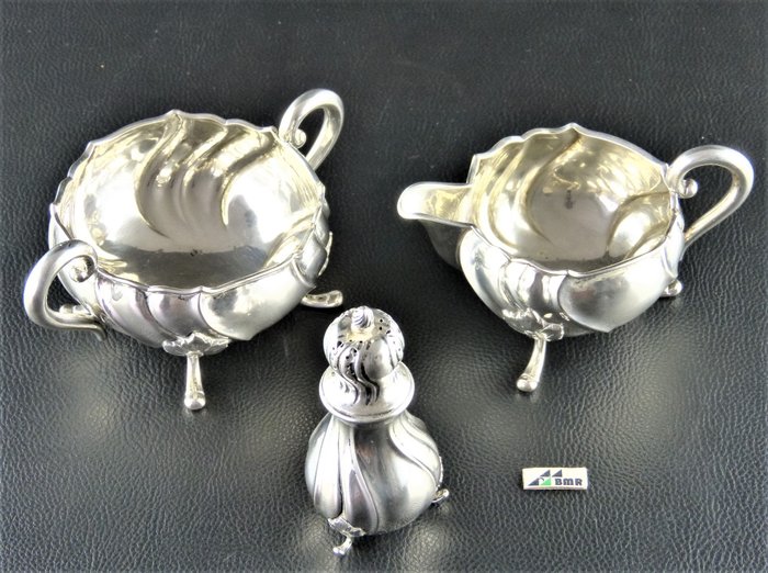 Sugar / cream set with salt shaker (1) - .830 silver - Denmark - 1924