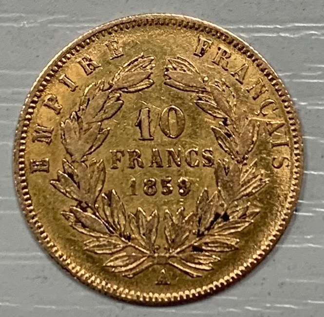 France. Napoléon III (1852-1870). 10 Francs 1859-A, Paris