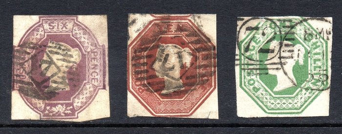 Großbritannien 1847/1854 - QV Embossed Set - SG55 / SG57 / SG59