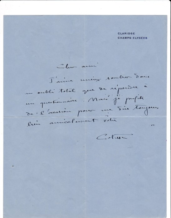 Colette - Lettre autographe signée [ca. 1930]
