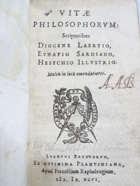 Diogene Laertio - Vitae Philosophorum: Scriptoribus Diogene Laertio, Eunapio Sardiano, Hesychio Illustrio - 1596