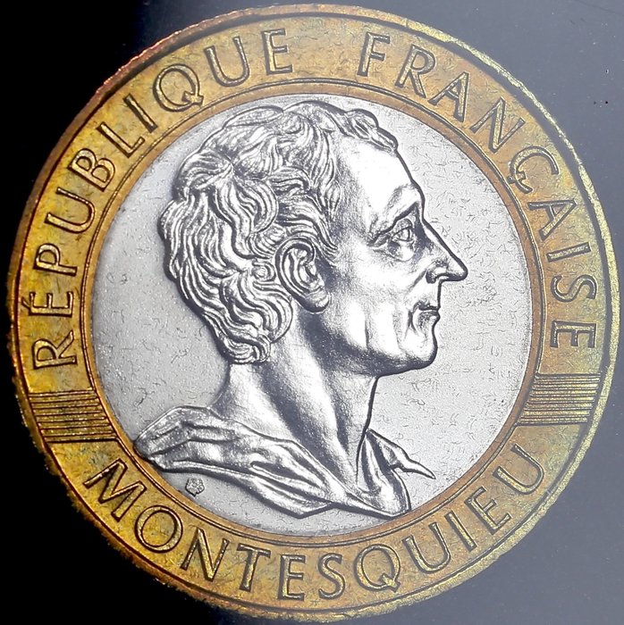 Frankreich. Fifth Republic. 10 Francs 1989 Montesquieu FDC
