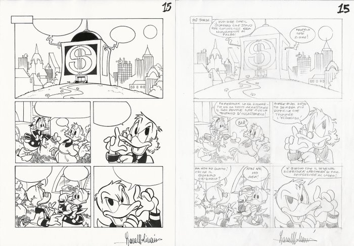 I Classici di Walt Disney seconda serie #523 - Lara Molinari - tavola originale + preparatorio "Paperinik l'inafferrabile Vendicatore" - Page volante - Exemplaire unique - (2021)
