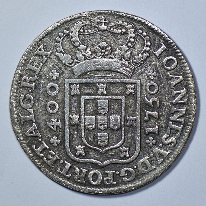 Portugal. D. João V (1706-1750). Cruzado Novo (480 Reis) 1750 -  Coroa 4 Arcos s/Pedúnculos