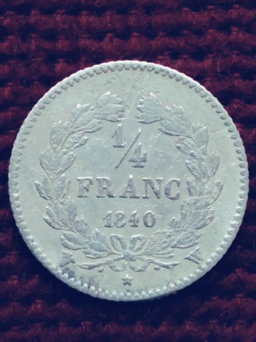 France. Louis Philippe I (1830-1848). 1/4 Franc 1840-W, Lille