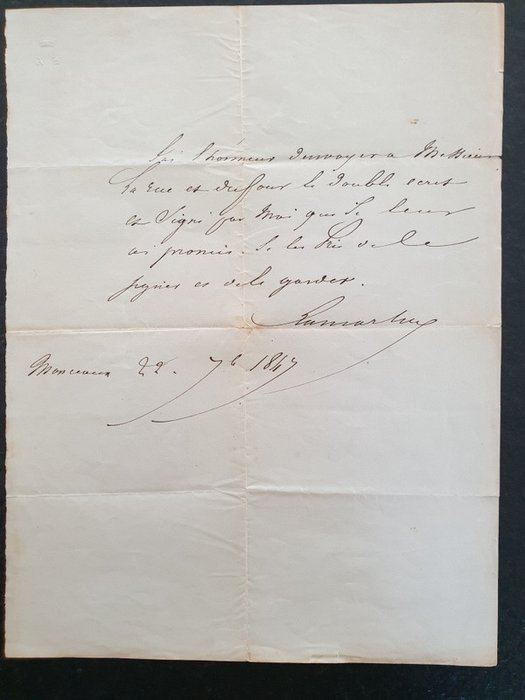 Alphonse de Lamartine - Lettre autographe signée - 1849