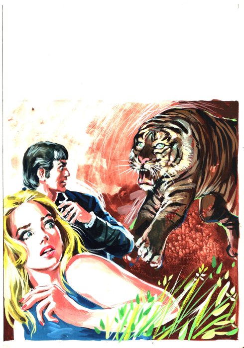 Teddy Bob n. 54 - G.Pini - Original Cover "La tigre" - Page volante - Exemplaire unique - (1968)