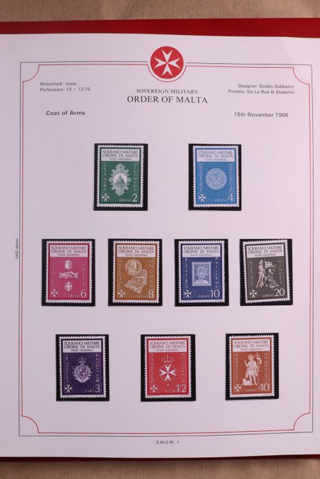 Sovereign Military Order of Malta 1966/1998 - Collection in a Said pre-printed album/ring binding and in a stock book