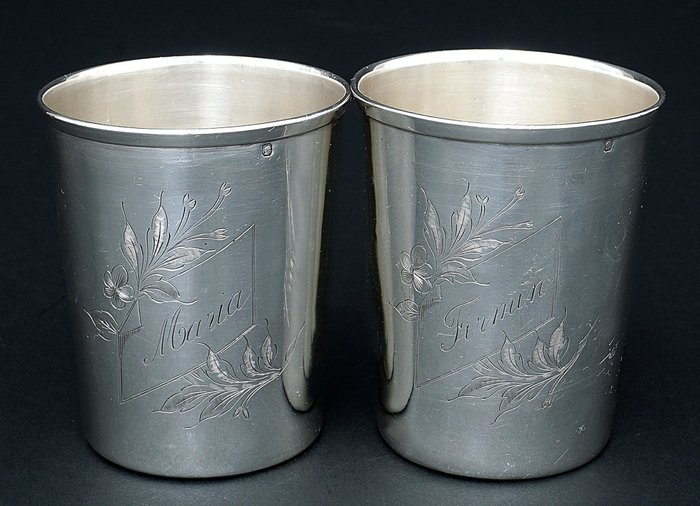 Een paar bekers (2) - .950 zilver - Frankrijk - ca. 1900