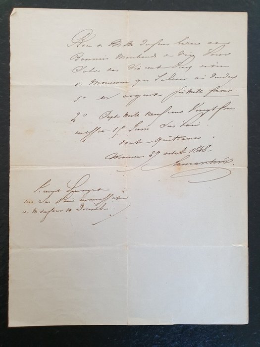 Alphonse de Lamartine - Lettre autographe signée - 1848