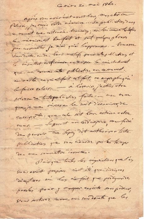 Lucien Bonaparte - Lettre Autographe Signée à Maitre Patorni [sur ses mémoires] - 1840