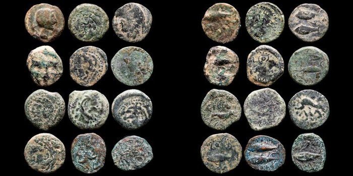Ibero-Roman. Lote de doce (12) monedas,  Gades.