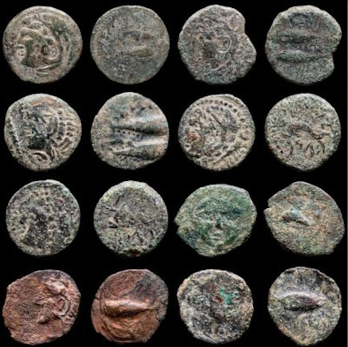 Ibero-Roman. Lote de ocho (8) monedas ibericas de influencia romana