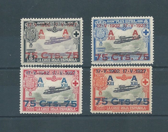 Spanien 1927 - Red Cross complete set, 3rd airmail - Edifil 388/391