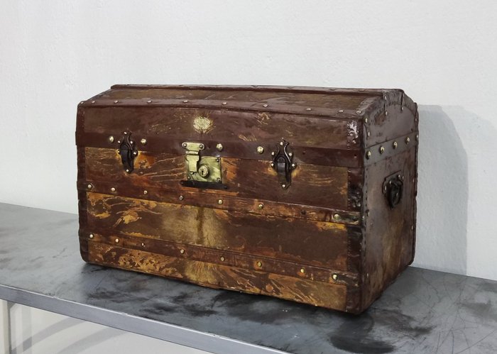 Koffer - Hout, Ijzer (gesmeed), Messing, Cavallino - Eind 19e eeuw