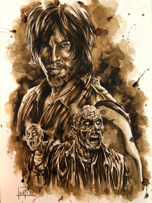 Original Coffee Painting - DARYL DIXON (The Walking Dead) (2021)