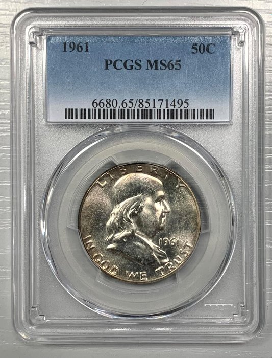 United States. 1/2 Dollar 1961 Franklin in MS65 PCGS Slab