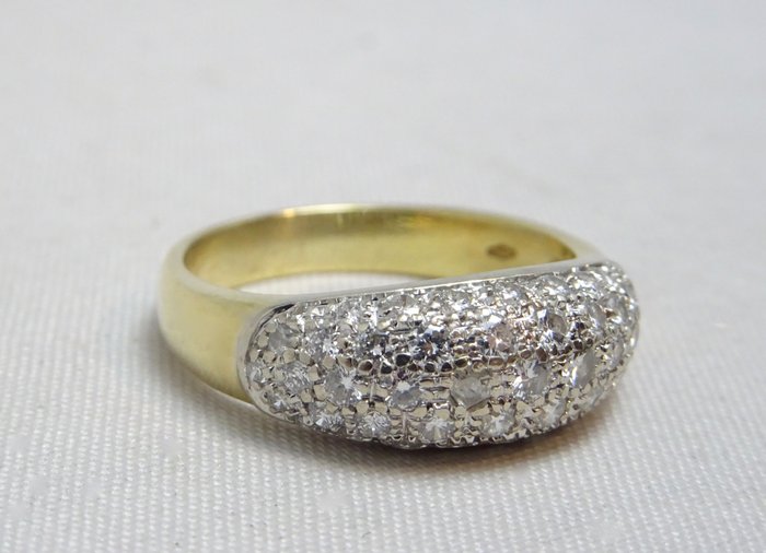 18 kt. White gold, Yellow gold - Ring - 1.29 ct
